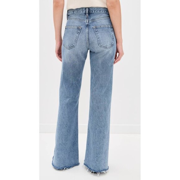 Frame The Lax Wisp Raw Fray Flare Wide Leg Denim Jeans Women's 28 $298 - Picture 4 of 12